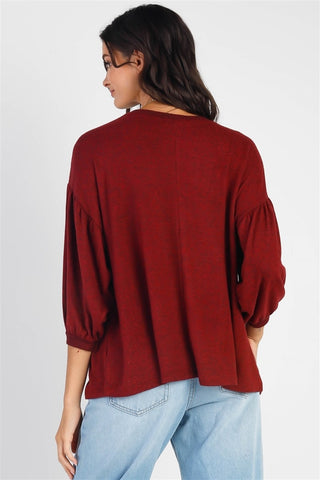 Shop Cherish Apparel Drop Shoulder Puff Sleeve Top - High-Quality U.S. Made Women’s Fashion with Free & Fast Shipping