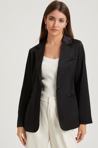 Shop Long Sleeve Lapel Collar Blazer - High-Quality U.S. Made Women’s Fashion with Free & Fast Shipping