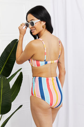 Shop Marina West Swim Take A Dip Twist High-Rise Bikini in Stripe - High-Quality U.S. Made Women’s Fashion with Free Fast Shipping