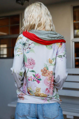 Shop Blumin Apparel Full Size Floral Zip Up Hoodie - High-Quality U.S. Made Women’s Fashion with Free & Fast Shipping