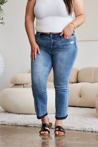 Shop Judy Blue Full Size Release Hem Cropped Bootcut Jeans - High-Quality U.S. Made Women’s Fashion with Free & Fast Shipping