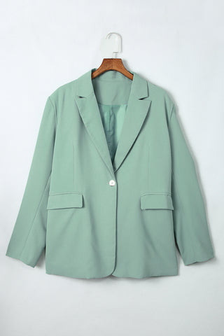 Shop Gum Leaf One-Button Flap Pocket Blazer - High-Quality U.S. Made Women’s Fashion with Free & Fast Shipping