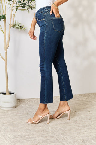 Shop BAYEAS Full Size Raw Hem Straight Jeans - High-Quality U.S. Made Women’s Fashion with Free & Fast Shipping