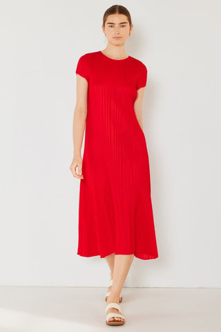 Shop Red Marina West Swim Pleated Cap Sleeve A-Line Dress - High-Quality U.S. Made Women’s Fashion with Free & Fast Shipping