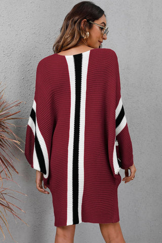 Shop Ribbed Round Neck Long Sleeve Sweater Dress - High-Quality U.S. Made Women’s Fashion with Free & Fast Shipping