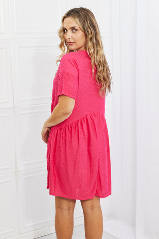 Shop BOMBOM Another Day Swiss Dot Casual Dress in Fuchsia - High-Quality U.S. Made Women’s Fashion with Free & Fast Shipping