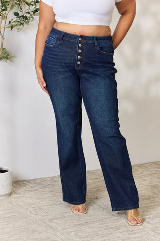 Shop Judy Blue Full Size Button-Fly Straight Jeans - High-Quality U.S. Made Women’s Fashion with Free & Fast Shipping