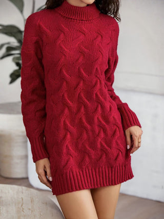 Shop Cable-Knit Turtleneck Sweater Dress - High-Quality U.S. Made Women’s Fashion with Free & Fast Shipping