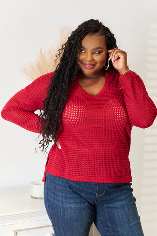 Shop Red Culture Code Full Size Wide Notch Relax Top - High-Quality U.S. Made Women’s Fashion with Free & Fast Shipping