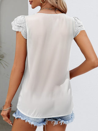 Shop Ruffled Square Neck Cap Sleeve Blouse - High-Quality U.S. Made Women’s Fashion with Free & Fast Shipping