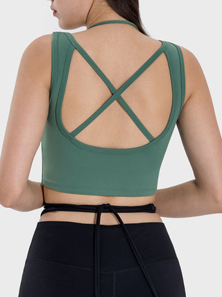 Shop Millennia Crisscross Square Neck Active Tank - High-Quality U.S. Made Women’s Fashion with Free & Fast Shipping