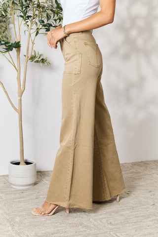 Shop BAYEAS Raw Hem Wide Leg Jeans - High-Quality U.S. Made Women’s Fashion with Free & Fast Shipping