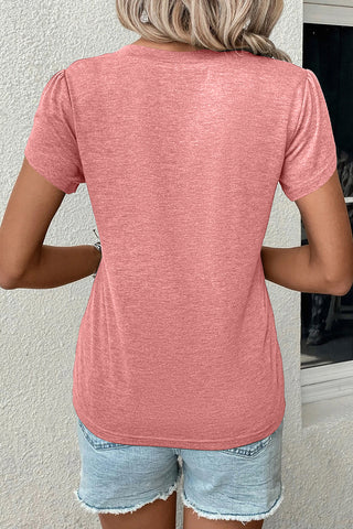 Shop V-Neck Petal Sleeve T-Shirt - High-Quality U.S. Made Women’s Fashion with Free & Fast Shipping