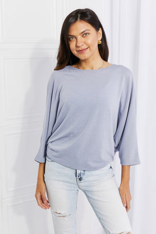 Shop Light Blue Andree by Unit Full Size Needless to Say Dolman Sleeve Top - High-Quality U.S. Made Women’s Fashion with Free & Fast Shipping