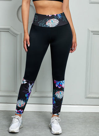 Shop Printed Wide Waistband Active Leggings - High-Quality U.S. Made Women’s Fashion with Free & Fast Shipping