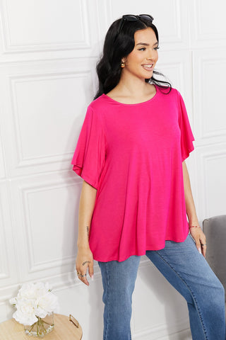 Shop Yelete Full Size More Than Words Flutter Sleeve Top - High-Quality U.S. Made Women’s Fashion with Free & Fast Shipping