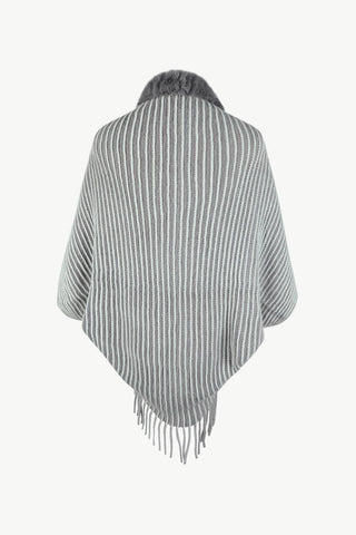 Shop Striped Open Front Fringe Poncho - High-Quality U.S. Made Women’s Fashion with Free Fast Shipping