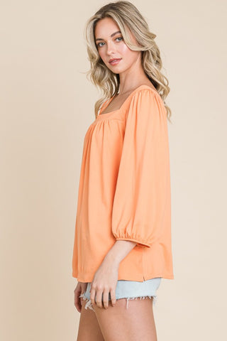 Shop Culture Code Square Neck Puff Sleeve Top - High-Quality U.S. Made Women’s Fashion with Free & Fast Shipping