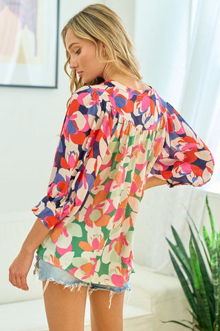 Shop First Love Full Size Floral Button Down Satin Shirt - High-Quality U.S. Made Women’s Fashion with Free & Fast Shipping