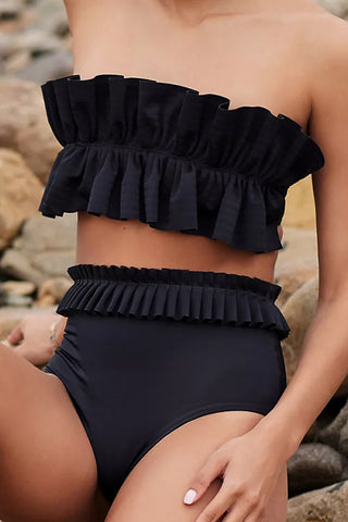 Shop Ruffled Tie Back Two-Piece Swim Set - High-Quality U.S. Made Women’s Fashion with Free & Fast Shipping