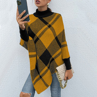 Shop Plaid Turtleneck Poncho - High-Quality U.S. Made Women’s Fashion with Free Fast Shipping