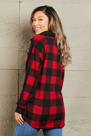 Shop Heimish Make It Last Full Size Contrast Plaid Shacket - High-Quality U.S. Made Women’s Fashion with Free & Fast Shipping