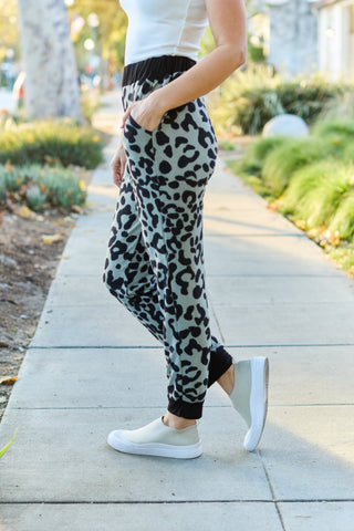 Shop Celeste Design Full Size Leopard Contrast Sweatpants - High-Quality U.S. Made Women’s Fashion with Free & Fast Shipping