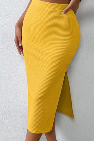 Shop Ribbed Round Neck Tank and Slit Skirt Sweater Set - High-Quality U.S. Made Women’s Fashion with Free Fast Shipping