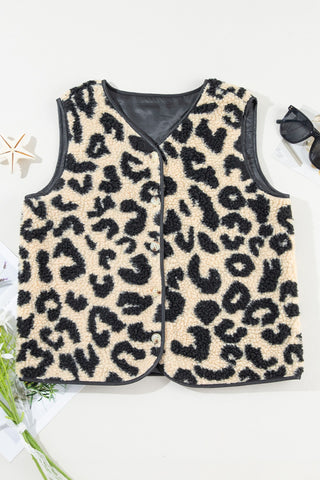 Shop Leopard Button Up Vest Coat - High-Quality U.S. Made Women’s Fashion with Free & Fast Shipping