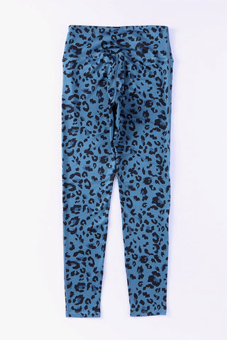 Shop Sky Blue Leopard Print Wide Waistband Leggings - High-Quality U.S. Made Women’s Fashion with Free & Fast Shipping