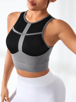 Shop Color Block Round Neck Active Tank - High-Quality U.S. Made Women’s Fashion with Free & Fast Shipping