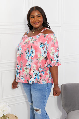 Shop Sew In Love Full Size Fresh Take Floral Cold-Shoulder Top - High-Quality U.S. Made Women’s Fashion with Free & Fast Shipping