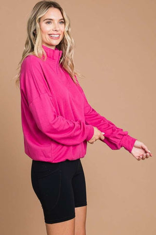 Shop Culture Code Full Size Half Zip Long Sleeve Sweatshirt - High-Quality U.S. Made Women’s Fashion with Free & Fast Shipping