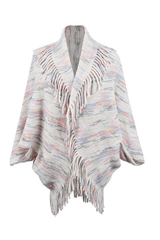 Shop Fringe Detail Printed Poncho - High-Quality U.S. Made Women’s Fashion with Free Fast Shipping