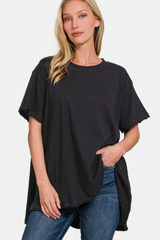 Shop Black Zenana Round Neck Short Sleeve T-Shirt - High-Quality U.S. Made Women’s Fashion with Free & Fast Shipping