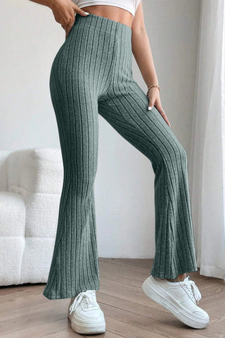 Shop Basic Bae Full Size Ribbed High Waist Flare Pants - High-Quality U.S. Made Women’s Fashion with Free & Fast Shipping