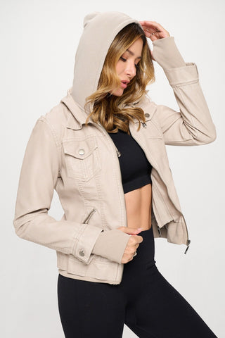 Shop Coalition LA Double Zip Hooded Long Sleeve Jacket - High-Quality U.S. Made Women’s Fashion with Free & Fast Shipping