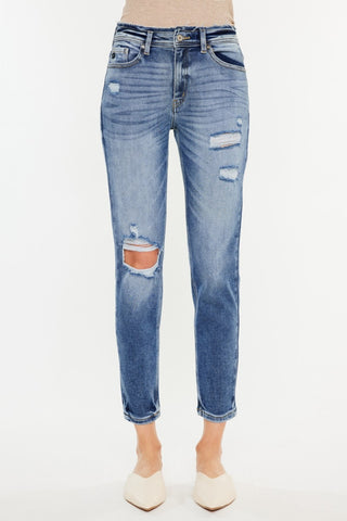 Shop Kancan High Rise Distressed Mom Jeans - High-Quality U.S. Made Women’s Fashion with Free & Fast Shipping