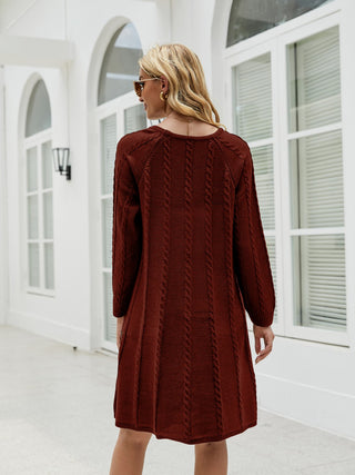 Shop Cable-Knit Long Sleeve Sweater Dress - High-Quality U.S. Made Women’s Fashion with Free & Fast Shipping