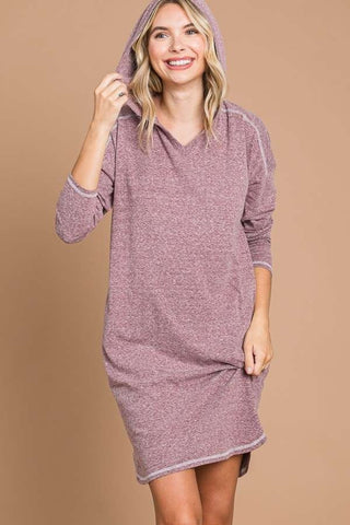 Shop VIVIDMERLOT Culture Code Full Size Hooded Long Sleeve Sweater Dress - High-Quality U.S. Made Women’s Fashion with Free & Fast Shipping