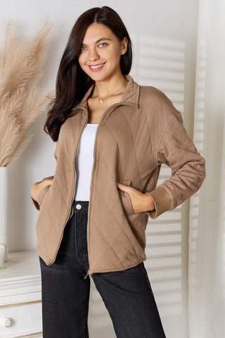 Shop Heimish Full Size Zip-Up Jacket with Pockets - High-Quality U.S. Made Women’s Fashion with Free & Fast Shipping