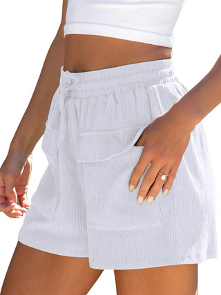 Shop Drawstring High Waist Shorts with Pockets - High-Quality U.S. Made Women’s Fashion with Free Fast Shipping