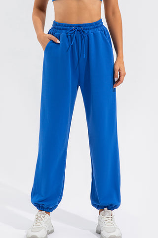 Shop Royal Blue Drawstring Active Pants with Pockets - High-Quality U.S. Made Women’s Fashion with Free & Fast Shipping