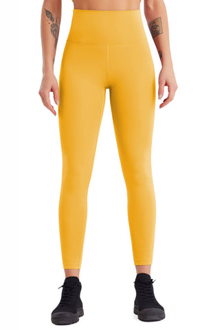 Shop Yellow High Waist Wide Waistband Active Pants - High-Quality U.S. Made Women’s Fashion with Free & Fast Shipping