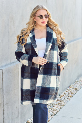 Shop Double Take Full Size Plaid Button Up Lapel Collar Coat - High-Quality U.S. Made Women’s Fashion with Free & Fast Shipping