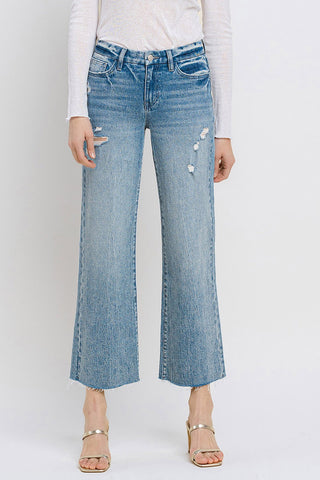 Shop Vervet by Flying Monkey Mid Rise Crop Wide Leg Jeans - High-Quality U.S. Made Women’s Fashion with Free & Fast Shipping