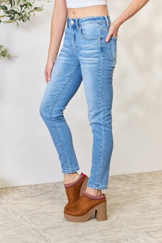 Shop RISEN Full Size Mid Rise Skinny Jeans - High-Quality U.S. Made Women’s Fashion with Free & Fast Shipping