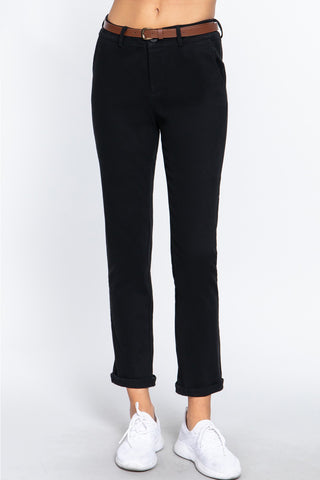 Shop ACTIVE BASIC Cotton-Span Twill Straight Pants - High-Quality U.S. Made Women’s Fashion with Free & Fast Shipping