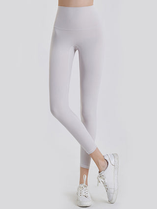 Shop White Wide Waistband Sports Leggings - High-Quality U.S. Made Women’s Fashion with Free & Fast Shipping