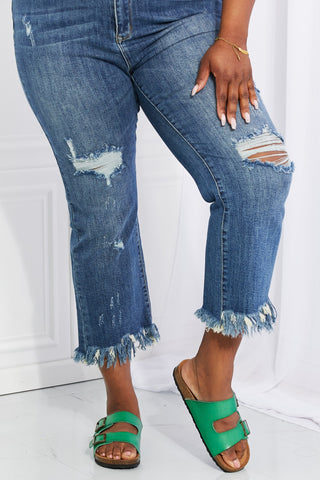 Shop RISEN Full Size Undone Chic Straight Leg Jeans - High-Quality U.S. Made Women’s Fashion with Free & Fast Shipping